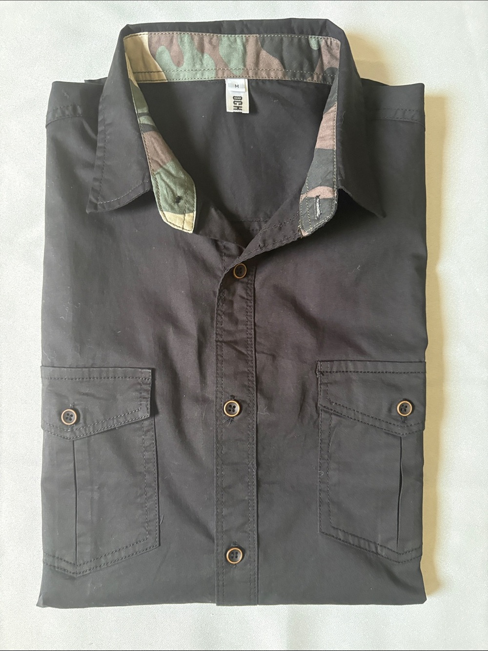 Classic Black Button-Up Shirt NWOT Size M